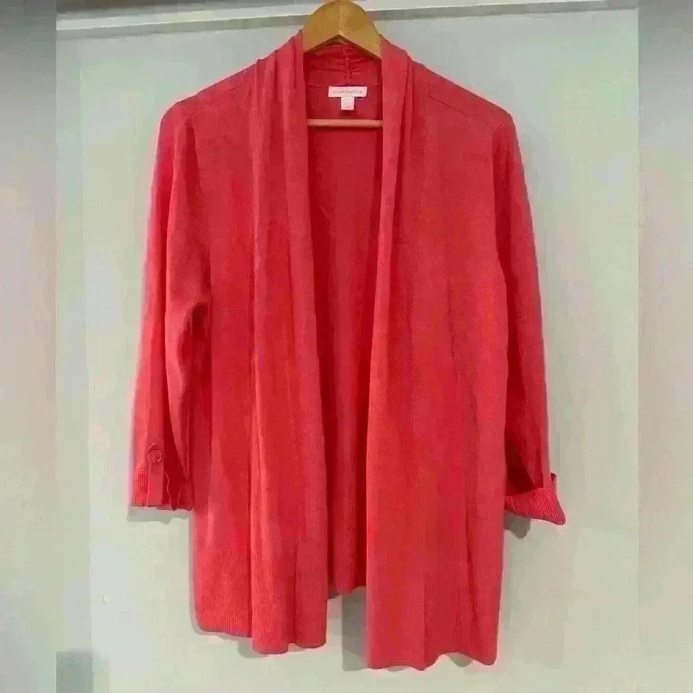 Charter Club Open Cardigan with Buttons on‎ sleeves